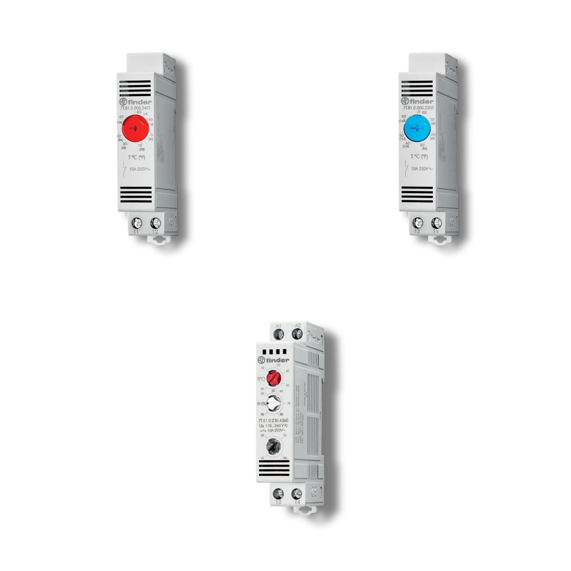 7T Series - Panel thermo-hygrostat and thermostats | Finder