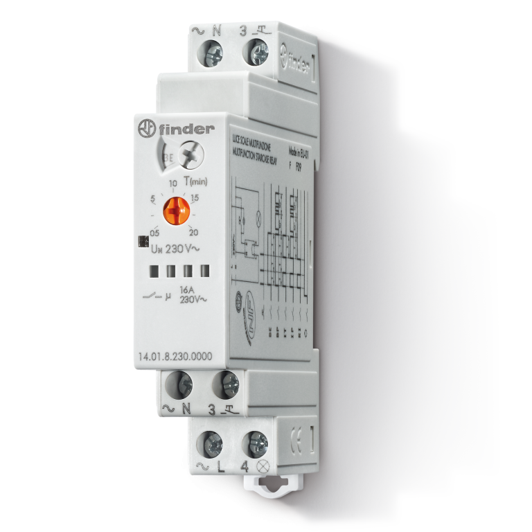 Tipo 14.01 - Temporizzatore luce scale 8 funzioni 16 A